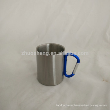 7oz 220ml double wall stainless steel coffee mug with carabiner handle